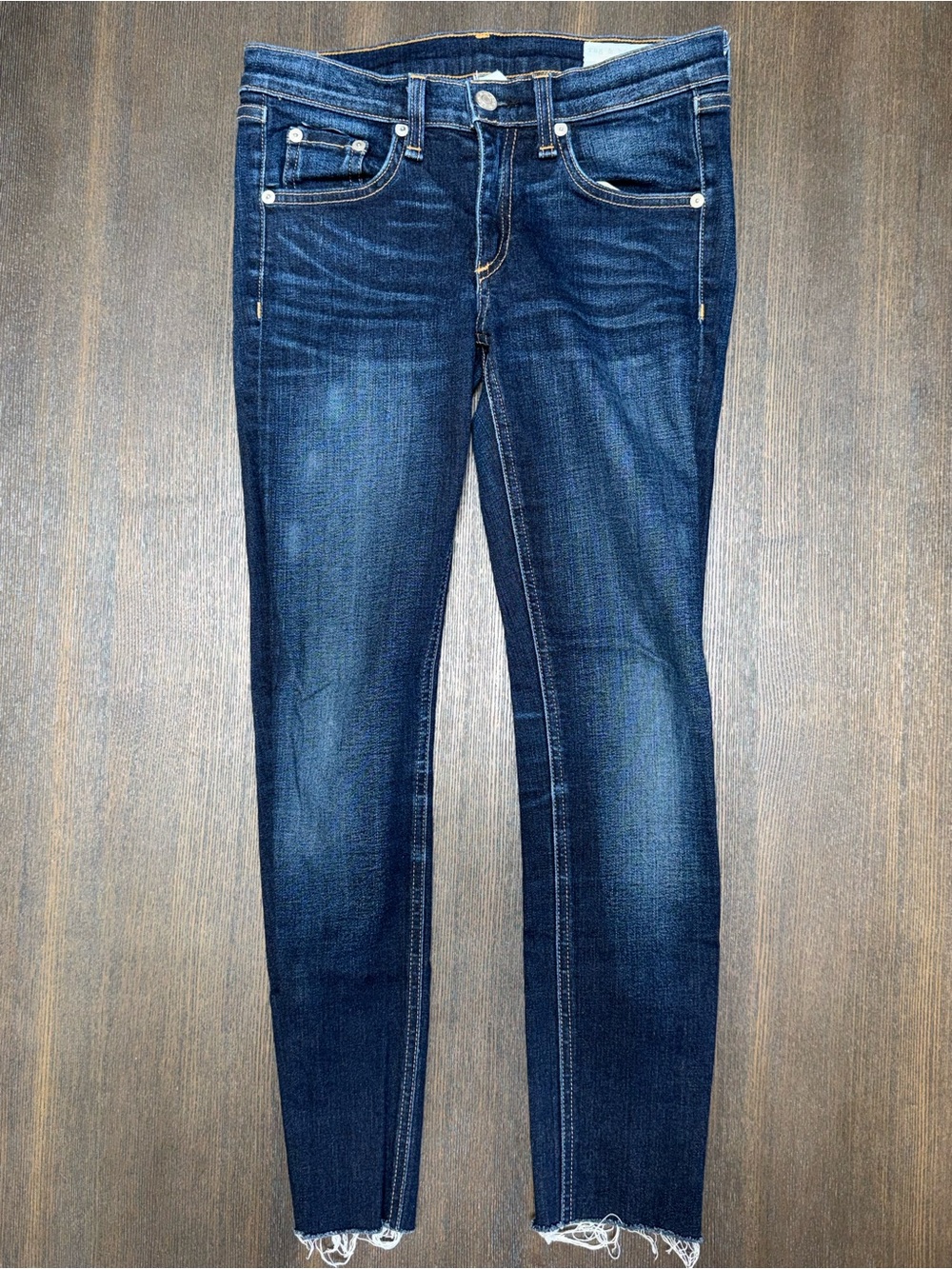 RAG & BONE Size 26 The High-Rise Skinny in Chaucer Wash raw edge hem